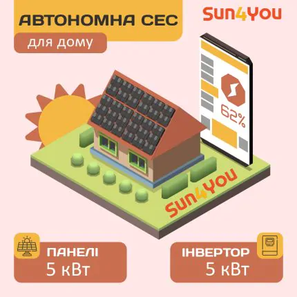 Автономна сонячна електростанція Sun4You-5A (5 кВт, LiFePO4)